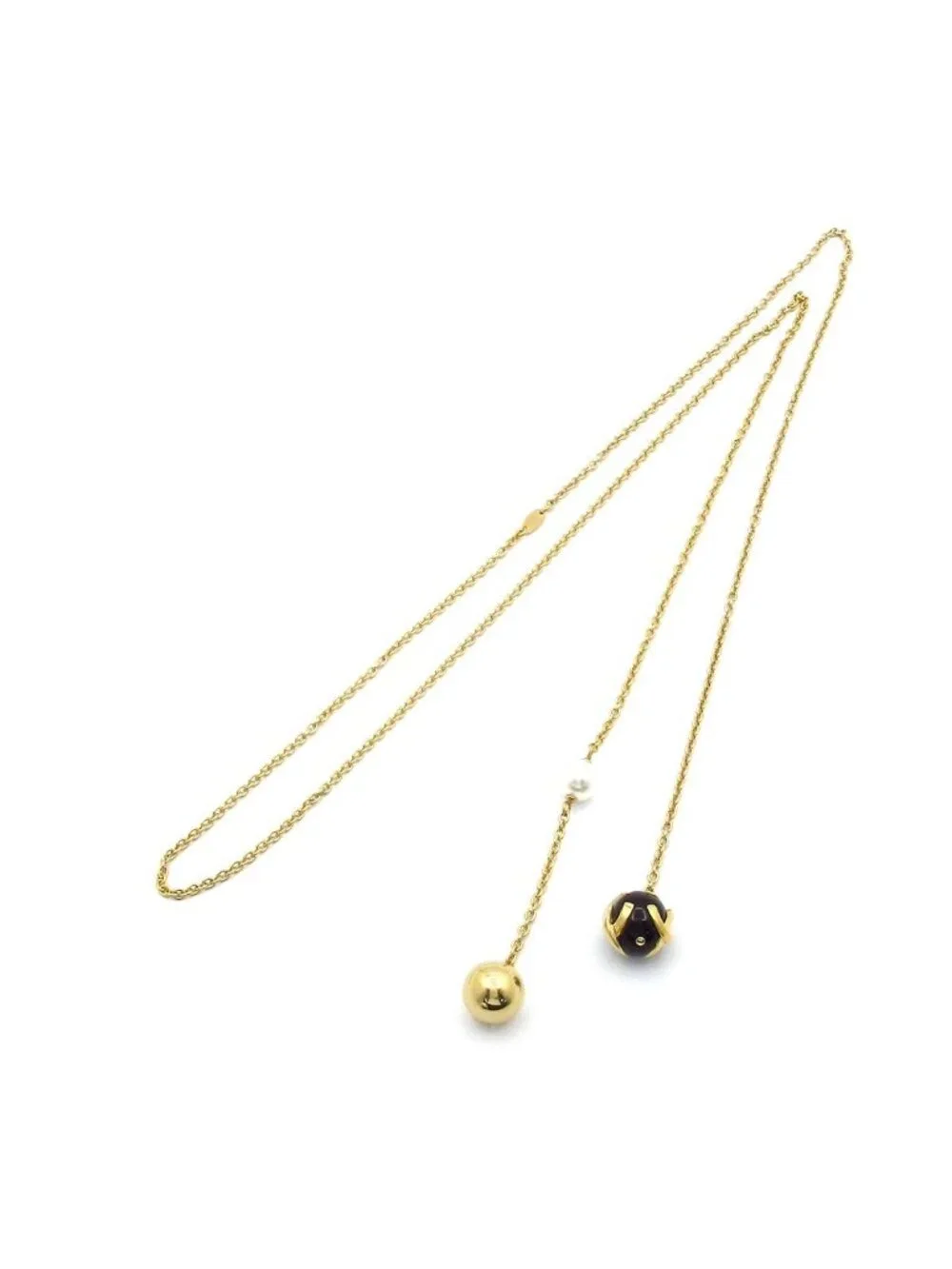 Chanel Necklace CC Logo Gold Black White